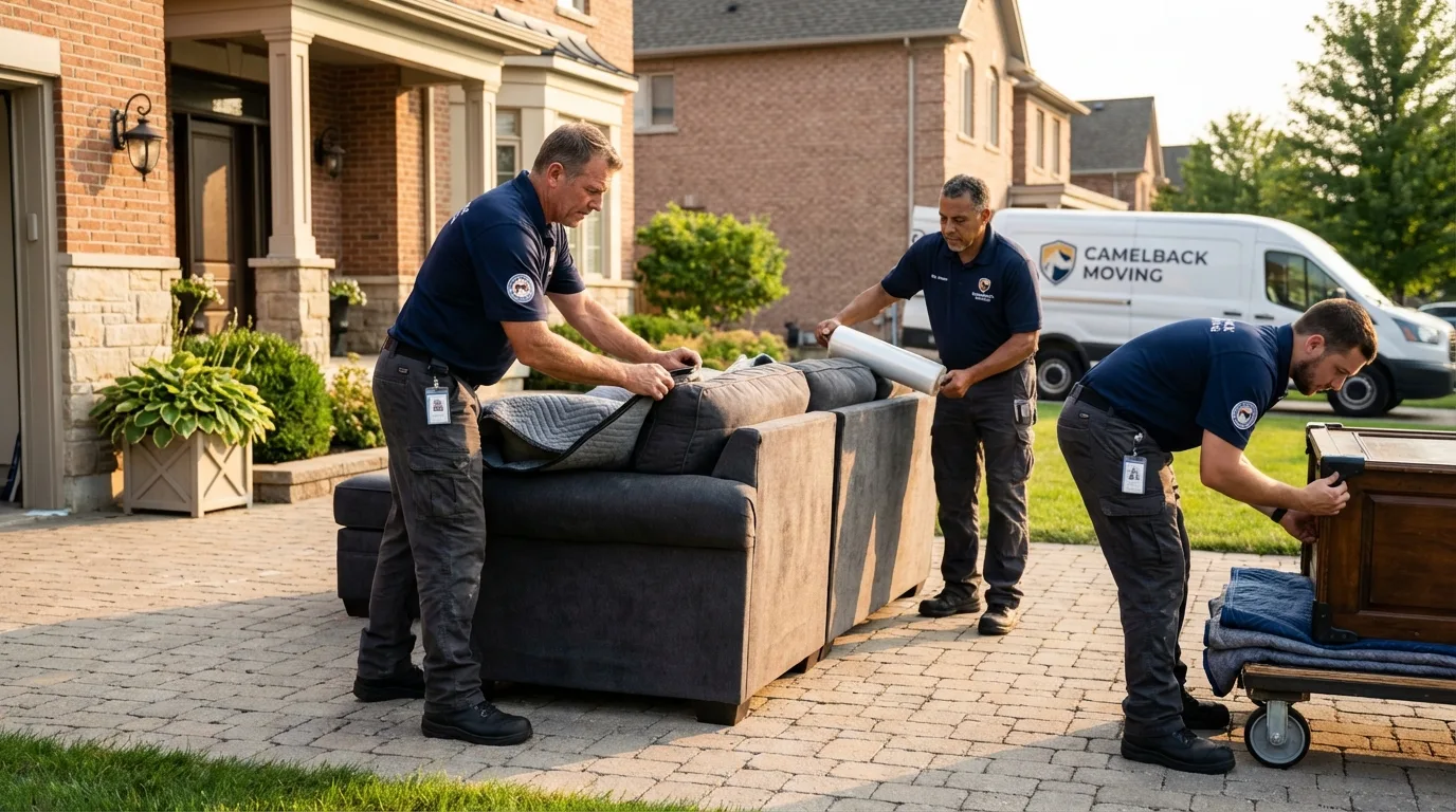 Large estate moving crew wrapping furniture in Aguadilla, PR